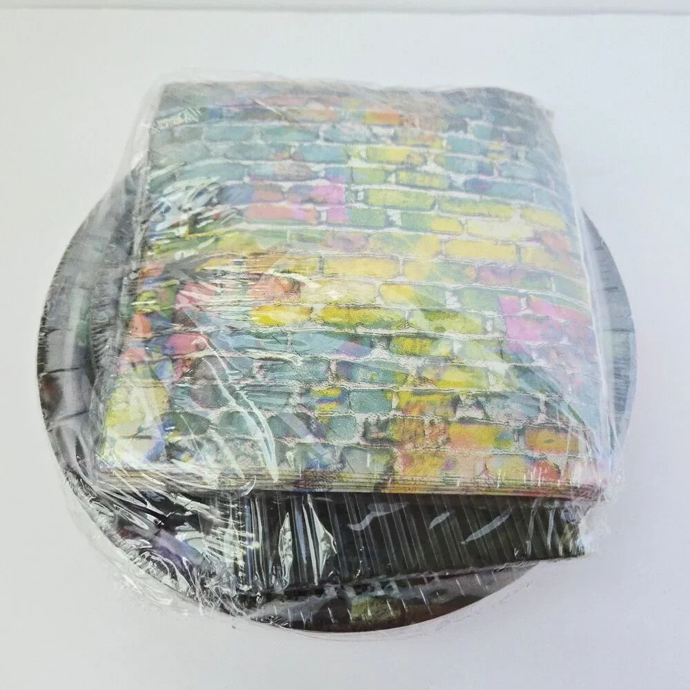 Colorful Brick Wall Party Supplies Tableware Set - Plates, Napkins, Forks 100pc
